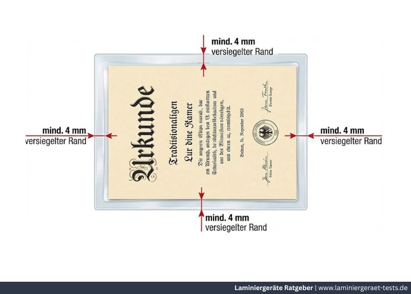 Laminieren - Randabstand zum Dokument